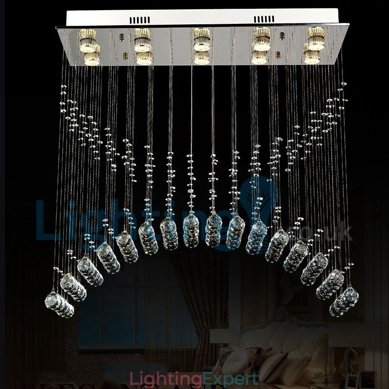Modern Contemporary Chandelier Flush mount Pendant Fixture Crystal Rain Drop Light