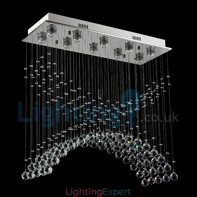 Modern Contemporary Chandelier Flush mount Pendant Fixture Crystal Rain Drop Light