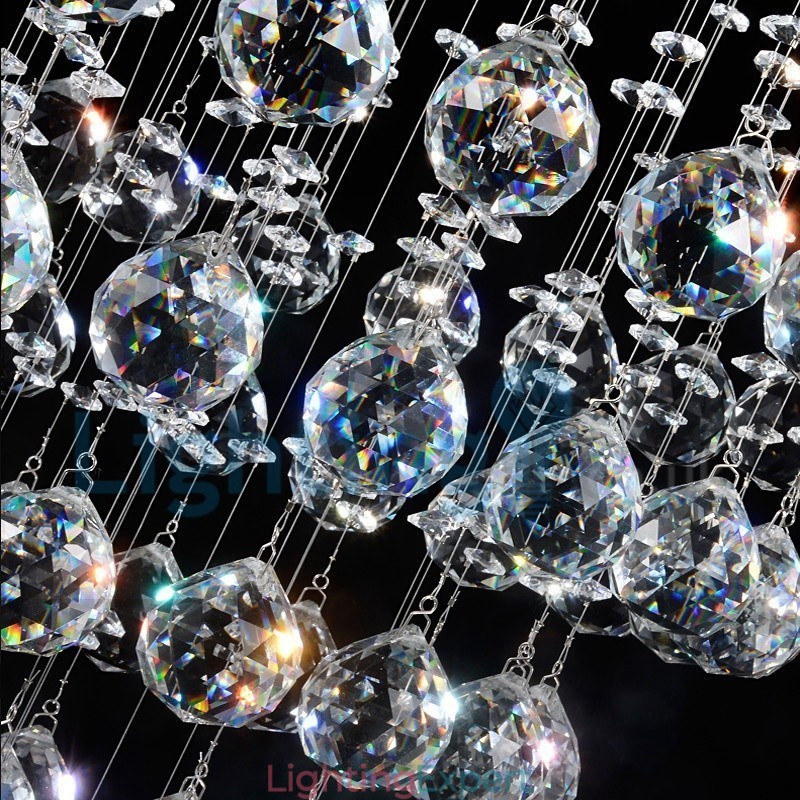 Modern Contemporary Chandelier Flush mount Pendant Fixture Crystal Rain Drop Light