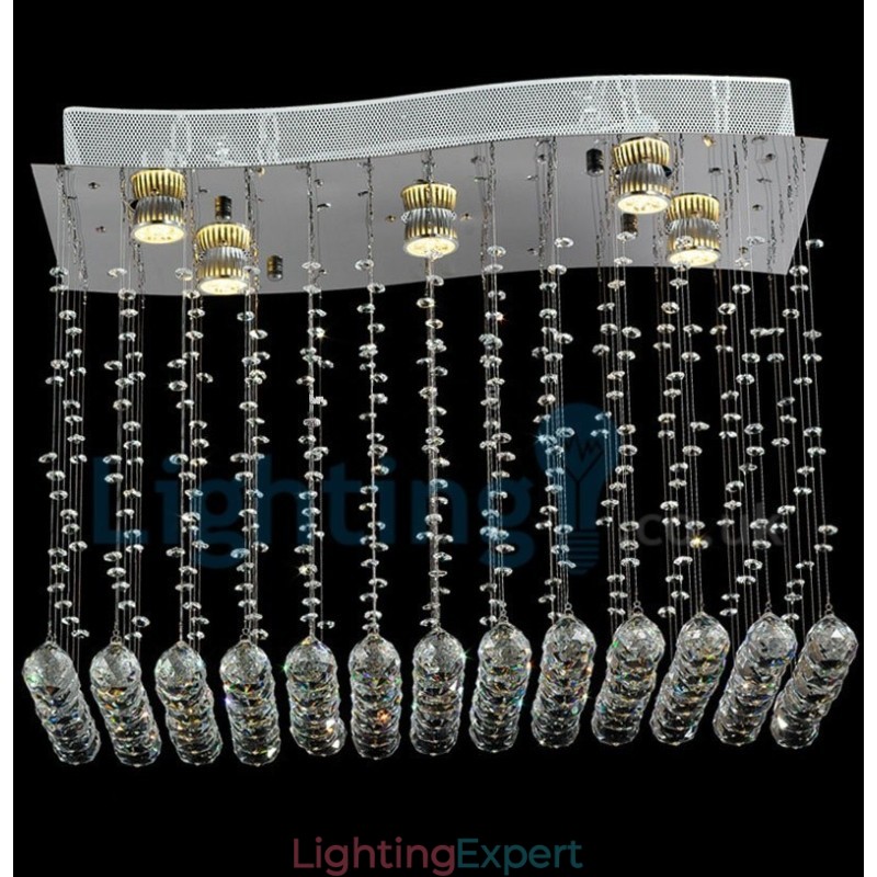 Modern Contemporary Chandelier Flush mount Pendant Fixture Crystal Rain Drop Light