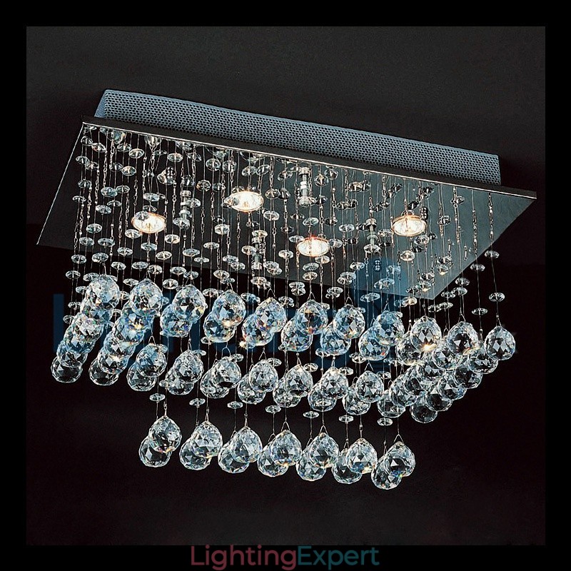Modern Contemporary Chandelier Flush mount Pendant Fixture Crystal Rain Drop Light