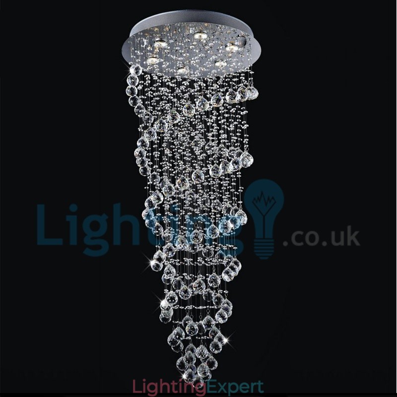 Modern Contemporary Chandelier Flush mount Pendant Fixture Crystal Rain Drop Light