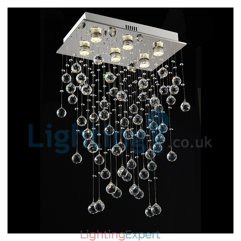 Modern Contemporary Chandelier Flush mount Pendant Fixture Crystal Rain Drop Light