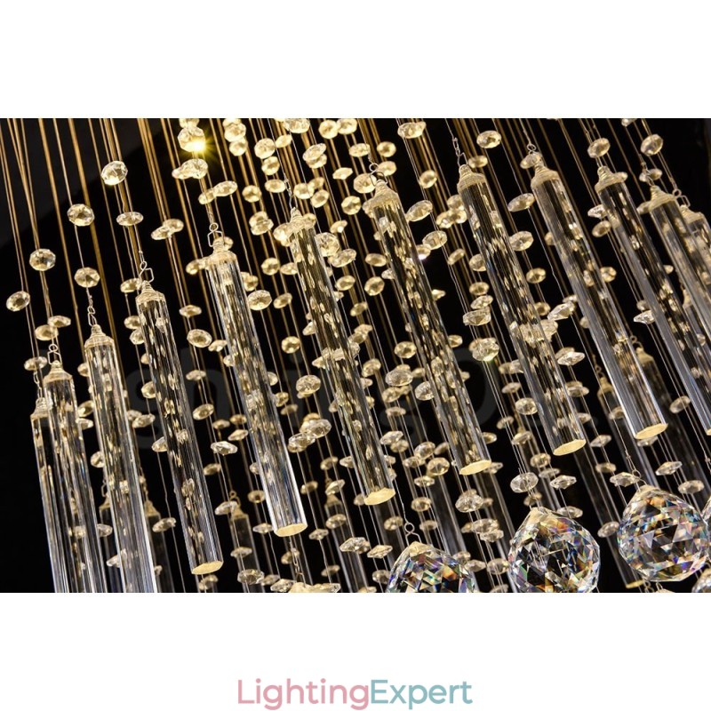 Modern Contemporary Chandelier Flush mount Pendant Fixture Crystal Rain Drop Light