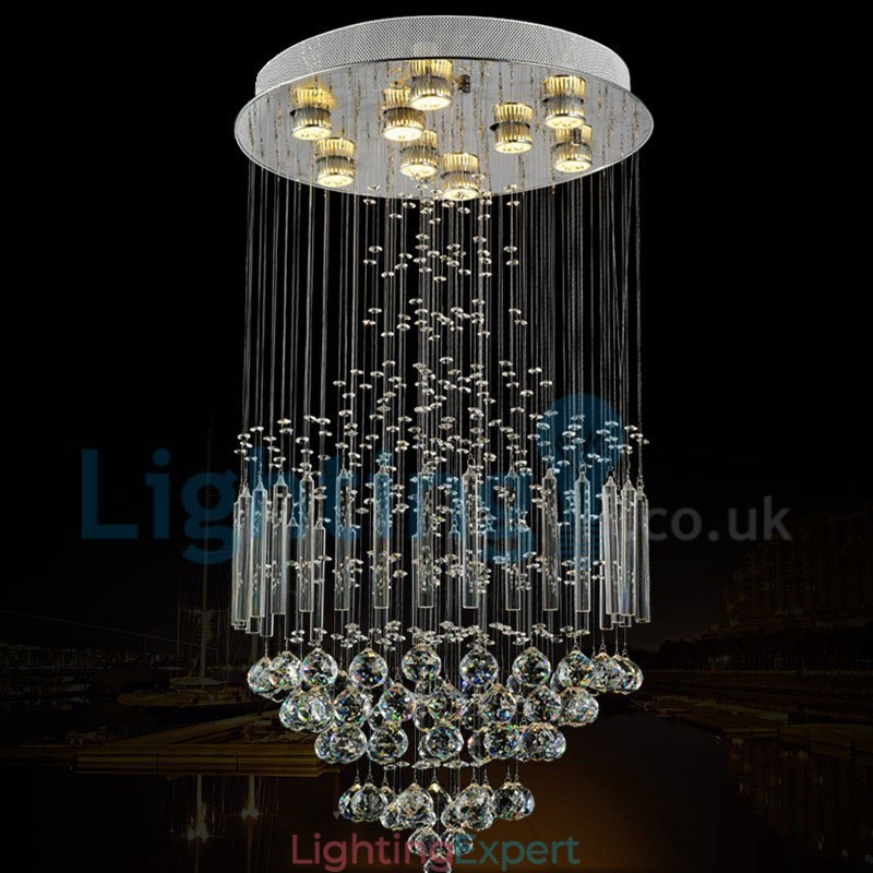 Modern Contemporary Chandelier Flush mount Pendant Fixture Crystal Rain Drop Light