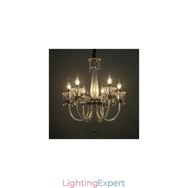 American Style Lodge 6 Light Chandelier With Glass Shade