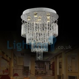 Modern Contemporary Chandelier Flush mount Pendant Fixture Crystal Rain Drop Light