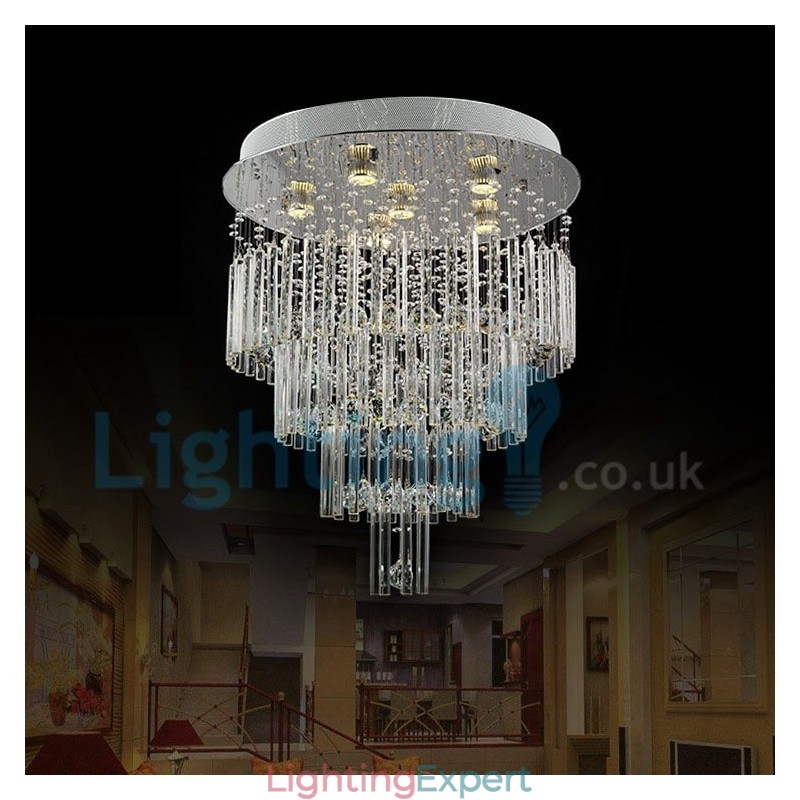Modern Contemporary Chandelier Flush mount Pendant Fixture Crystal Rain Drop Light