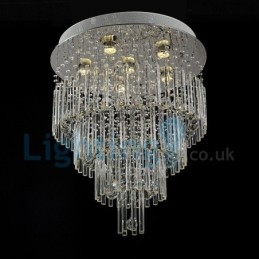 Modern Contemporary Chandelier Flush mount Pendant Fixture Crystal Rain Drop Light