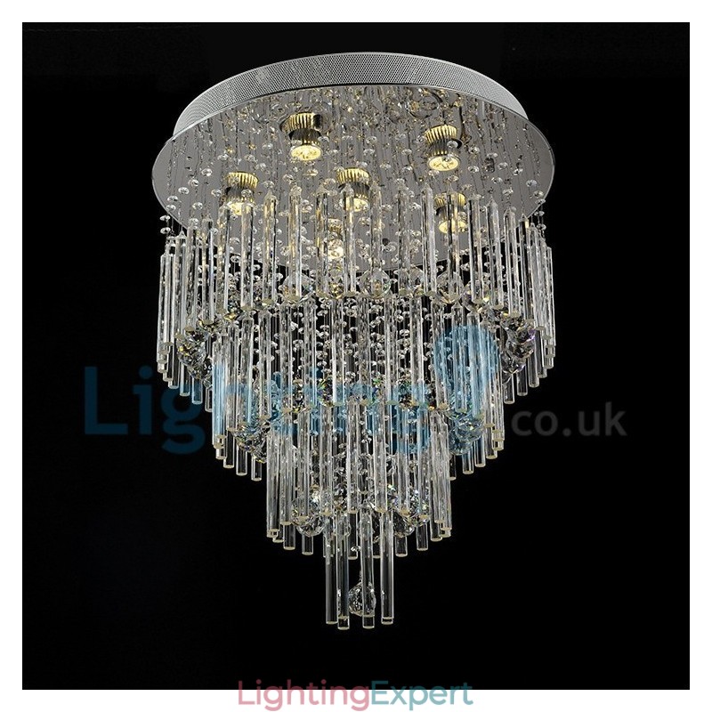 Modern Contemporary Chandelier Flush mount Pendant Fixture Crystal Rain Drop Light