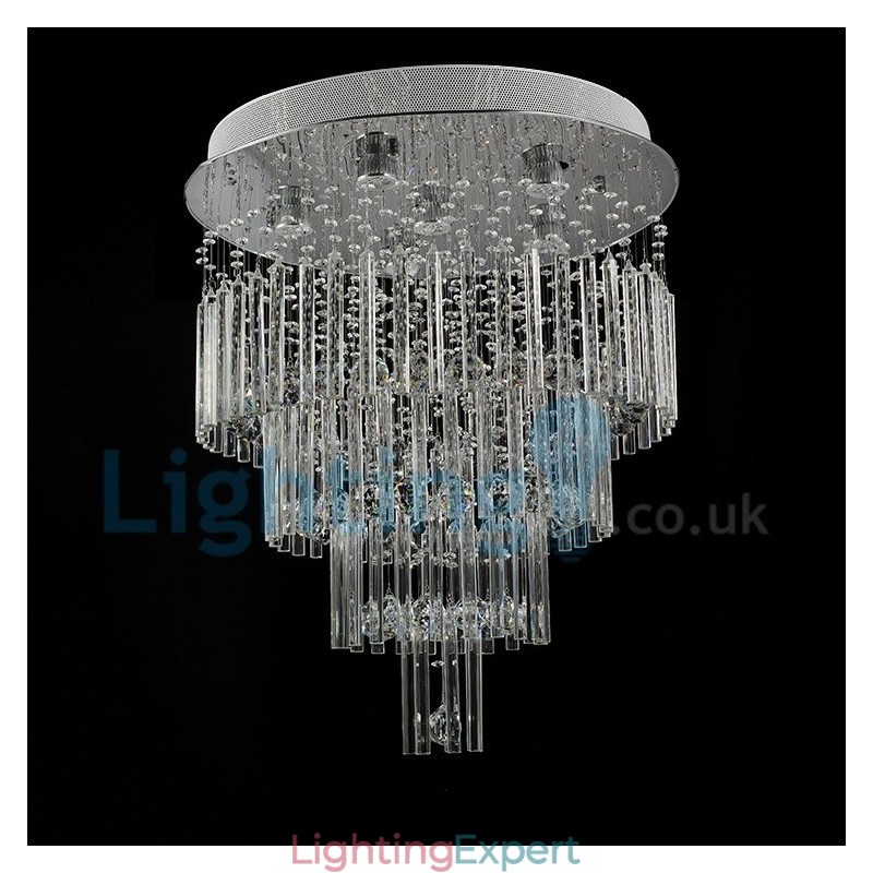 Modern Contemporary Chandelier Flush mount Pendant Fixture Crystal Rain Drop Light