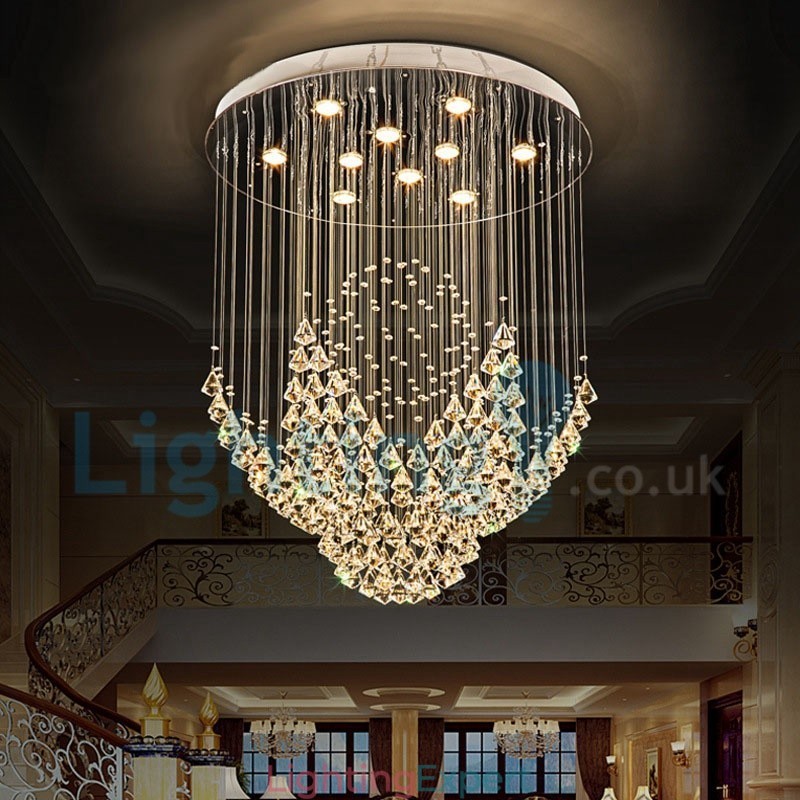 Modern Contemporary Chandelier Flush mount Pendant Fixture Crystal Rain Drop Light