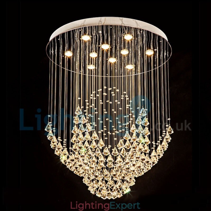 Modern Contemporary Chandelier Flush mount Pendant Fixture Crystal Rain Drop Light