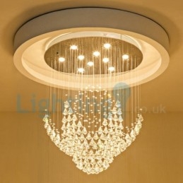 Modern Contemporary Chandelier Flush mount Pendant Fixture Crystal Rain Drop Light
