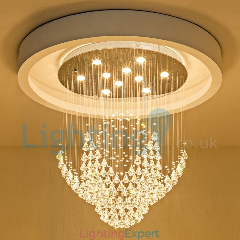 Modern Contemporary Chandelier Flush mount Pendant Fixture Crystal Rain Drop Light