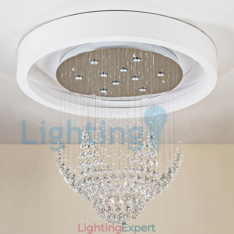 Modern Contemporary Chandelier Flush mount Pendant Fixture Crystal Rain Drop Light