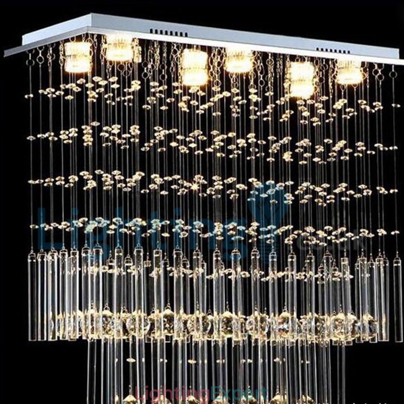 Modern Contemporary Chandelier Flush mount Pendant Fixture Crystal Rain Drop Light