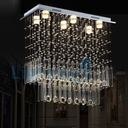 Modern Contemporary Chandelier Flush mount Pendant Fixture Crystal Rain Drop Light