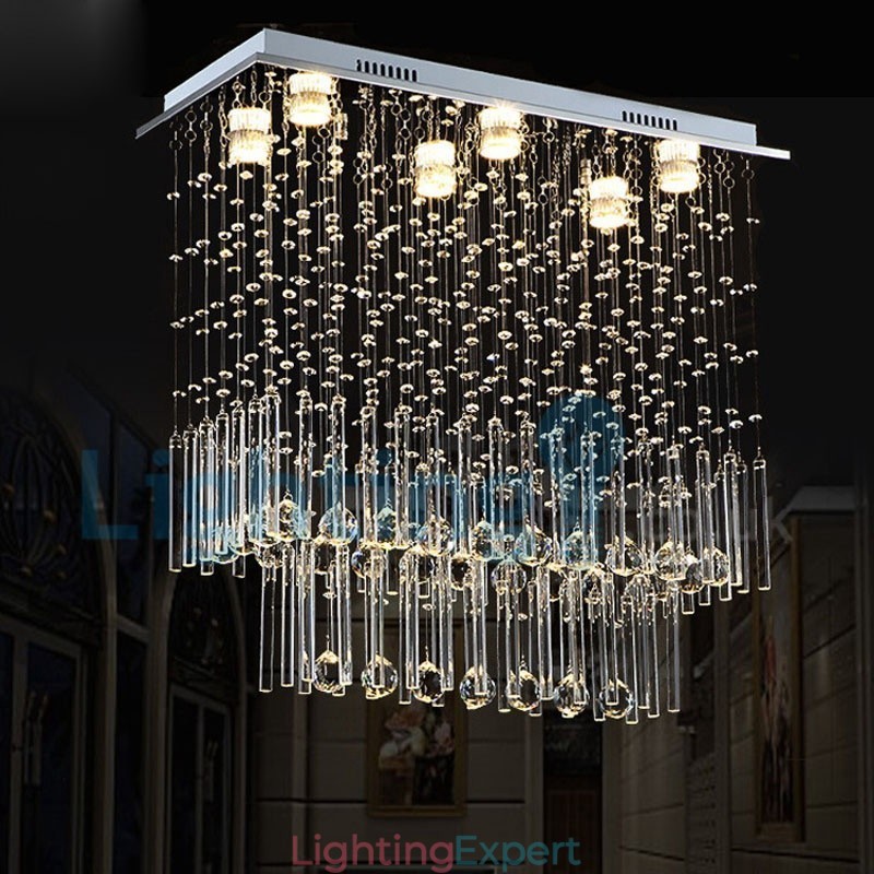 Modern Contemporary Chandelier Flush mount Pendant Fixture Crystal Rain Drop Light