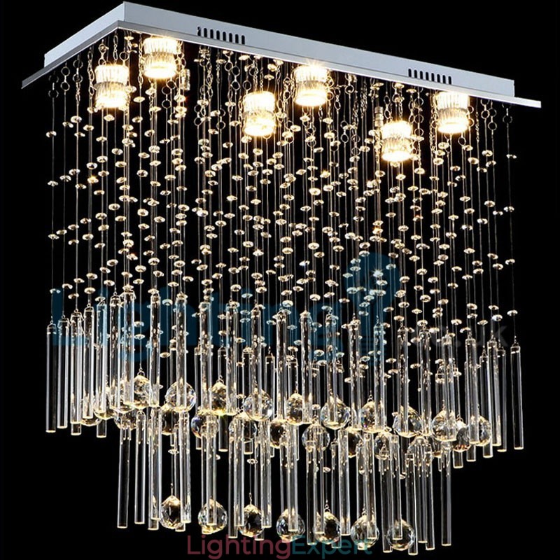 Modern Contemporary Chandelier Flush mount Pendant Fixture Crystal Rain Drop Light