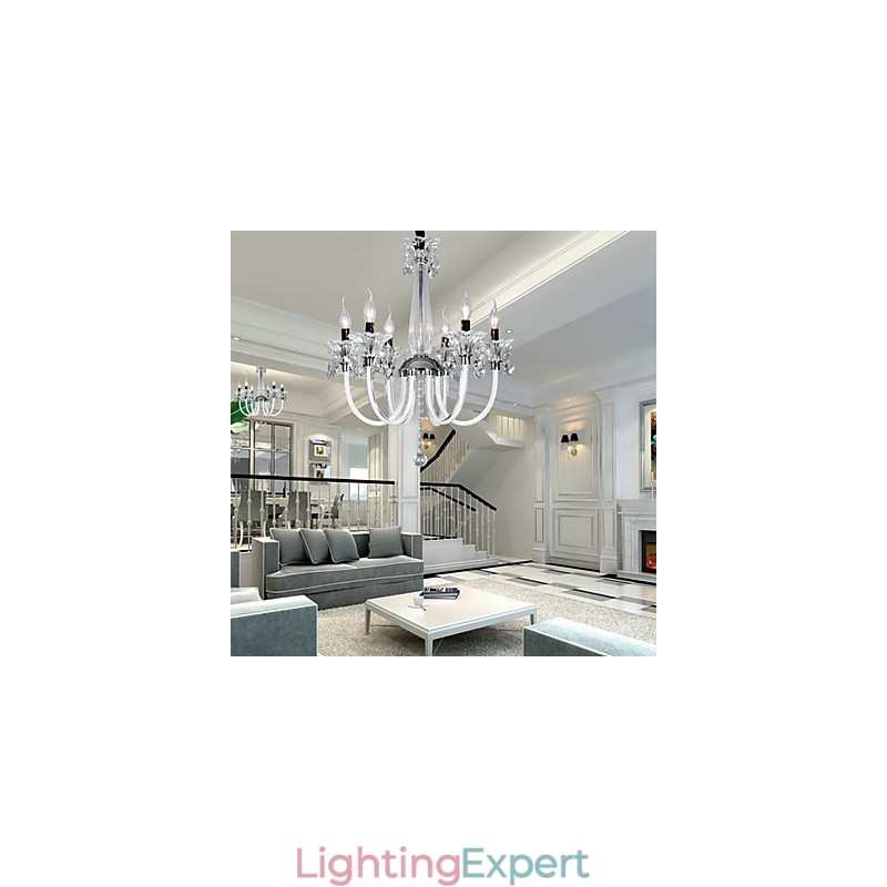 American Style Lodge 6 Light Chandelier With Glass Shade