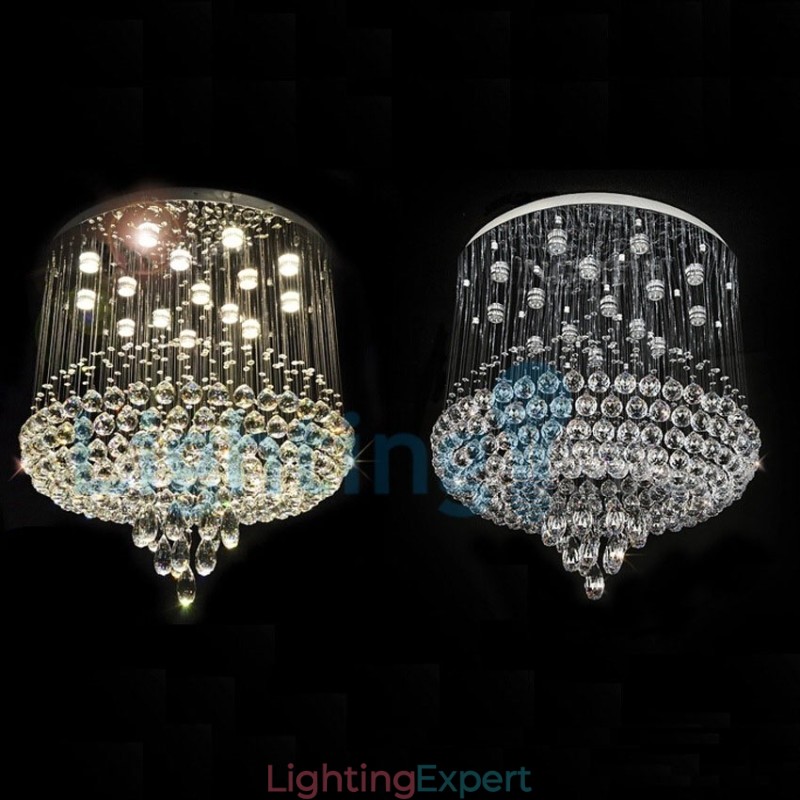 Modern Contemporary Chandelier Flush mount Pendant Fixture Crystal Rain Drop Light