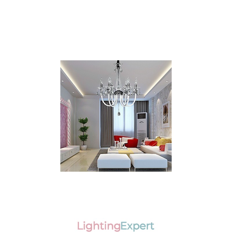 American Style Lodge 6 Light Chandelier With Glass Shade
