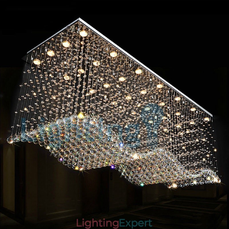 Modern Contemporary Chandelier Flush mount Pendant Fixture Crystal Rain Drop Light