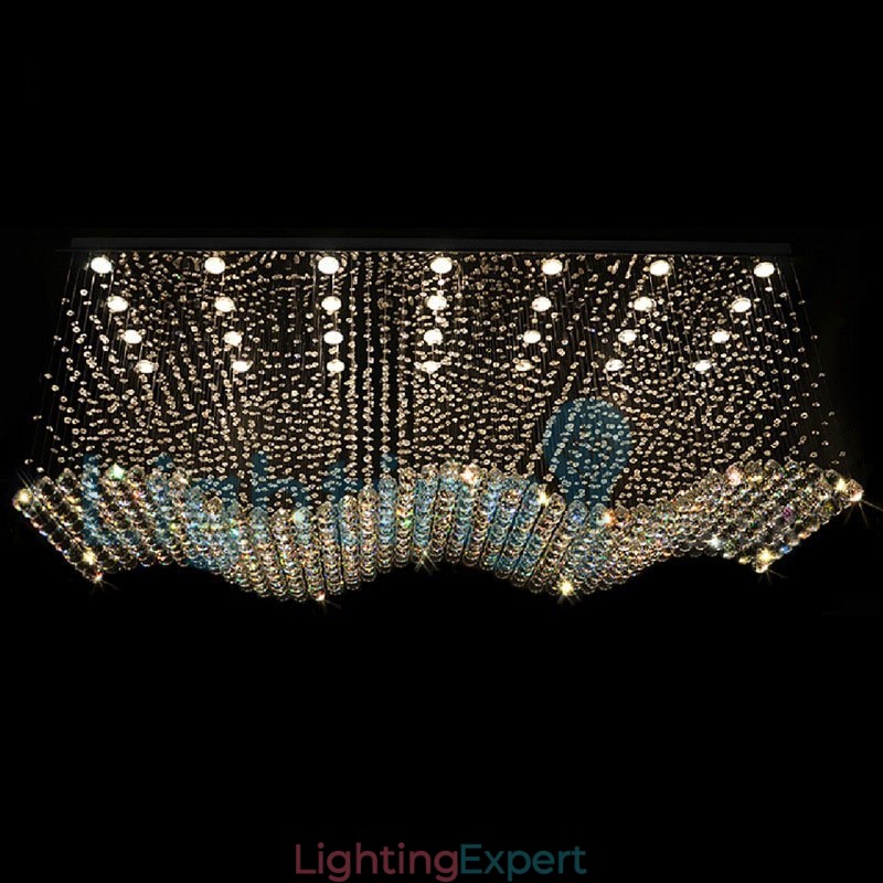 Modern Contemporary Chandelier Flush mount Pendant Fixture Crystal Rain Drop Light