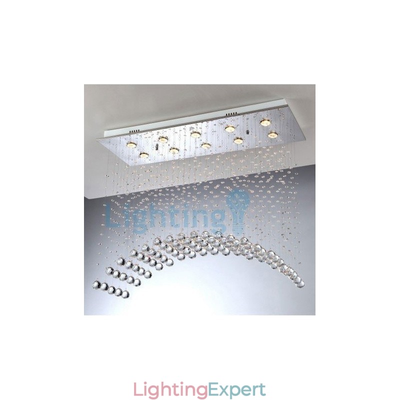 Modern Contemporary Chandelier Flush mount Pendant Fixture Crystal Rain Drop Light
