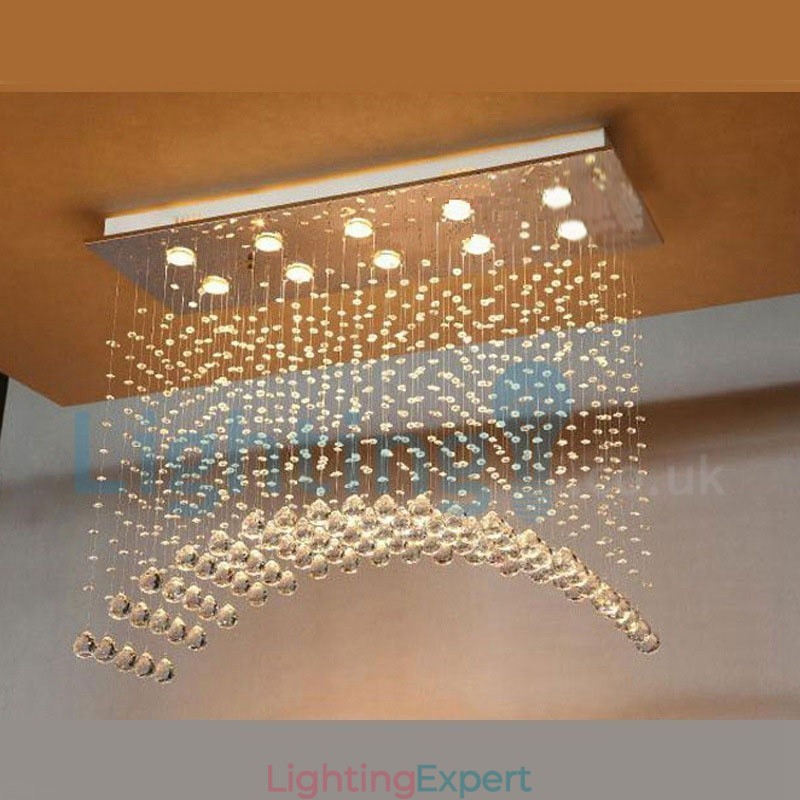 Modern Contemporary Chandelier Flush mount Pendant Fixture Crystal Rain Drop Light