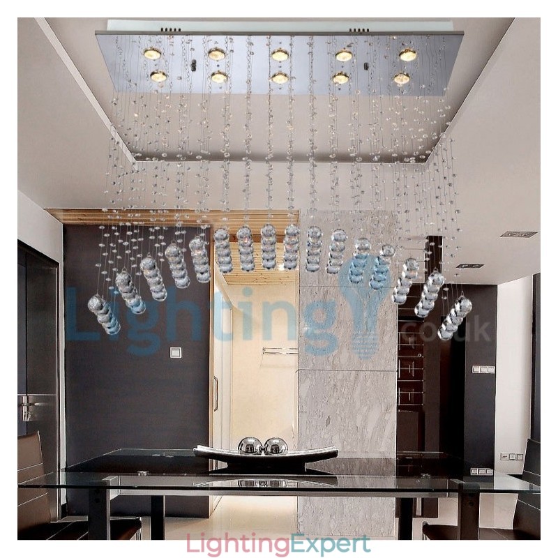 Modern Contemporary Chandelier Flush mount Pendant Fixture Crystal Rain Drop Light