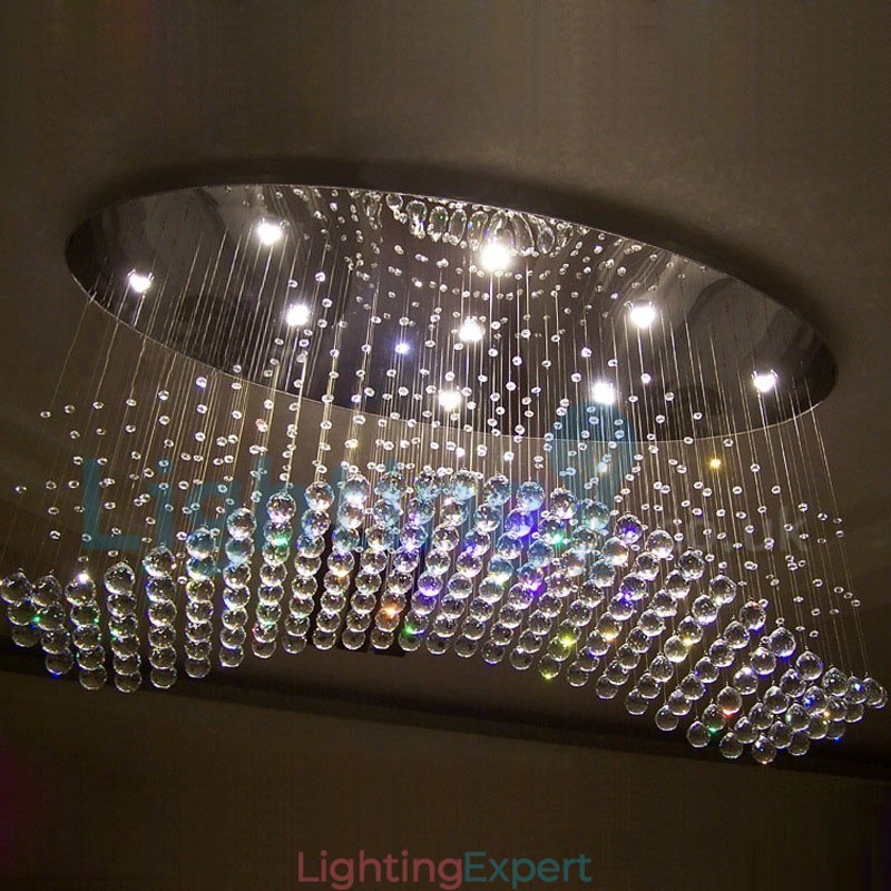 Modern Contemporary Chandelier Flush mount Pendant Fixture Crystal Rain Drop Light
