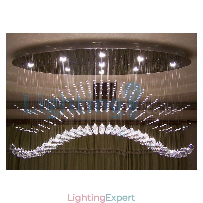 Modern Contemporary Chandelier Flush mount Pendant Fixture Crystal Rain Drop Light