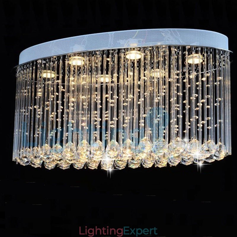 Modern Contemporary Chandelier Flush mount Pendant Fixture Crystal Rain Drop Light