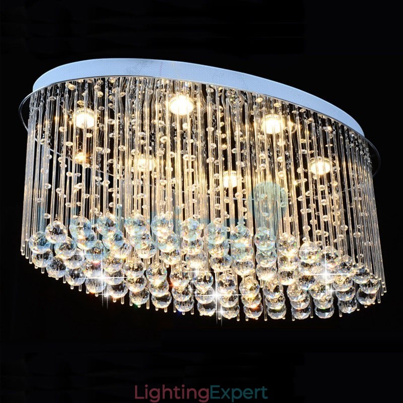 Modern Contemporary Chandelier Flush mount Pendant Fixture Crystal Rain Drop Light