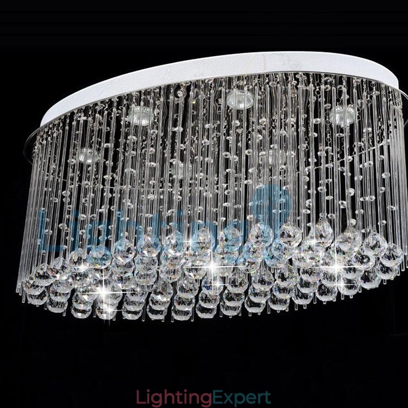 Modern Contemporary Chandelier Flush mount Pendant Fixture Crystal Rain Drop Light
