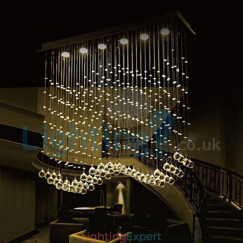 Modern Contemporary Chandelier Flush mount Pendant Fixture Crystal Rain Drop Light