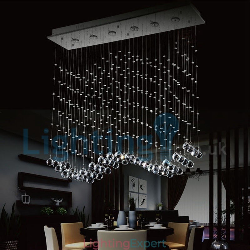 Modern Contemporary Chandelier Flush mount Pendant Fixture Crystal Rain Drop Light