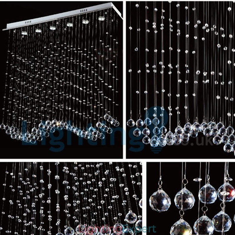 Modern Contemporary Chandelier Flush mount Pendant Fixture Crystal Rain Drop Light