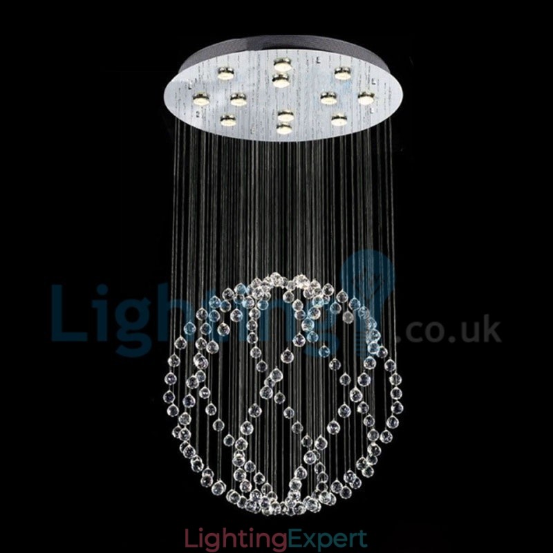 Modern Contemporary Chandelier Flush mount Pendant Fixture Crystal Rain Drop Light