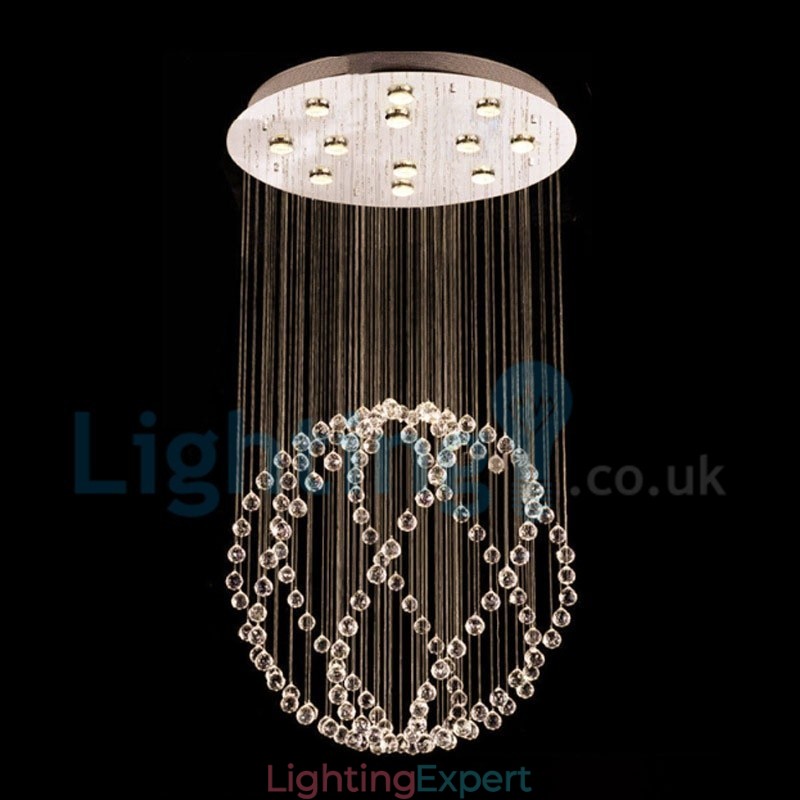 Modern Contemporary Chandelier Flush mount Pendant Fixture Crystal Rain Drop Light