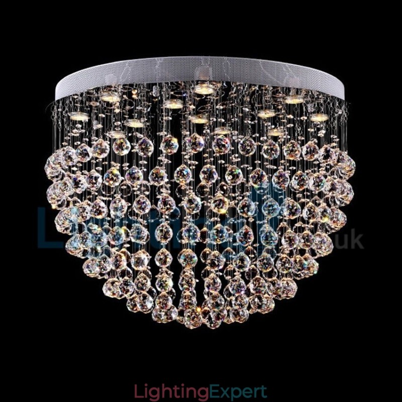 Modern Contemporary Chandelier Flush mount Pendant Fixture Crystal Rain Drop Light