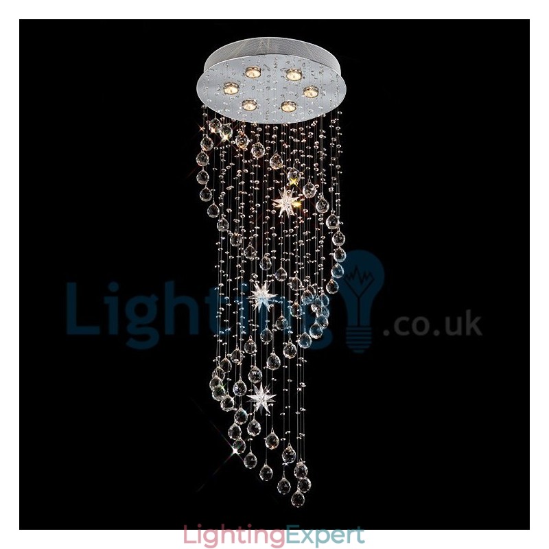 Modern Contemporary Chandelier Flush mount Pendant Fixture Crystal Rain Drop Light