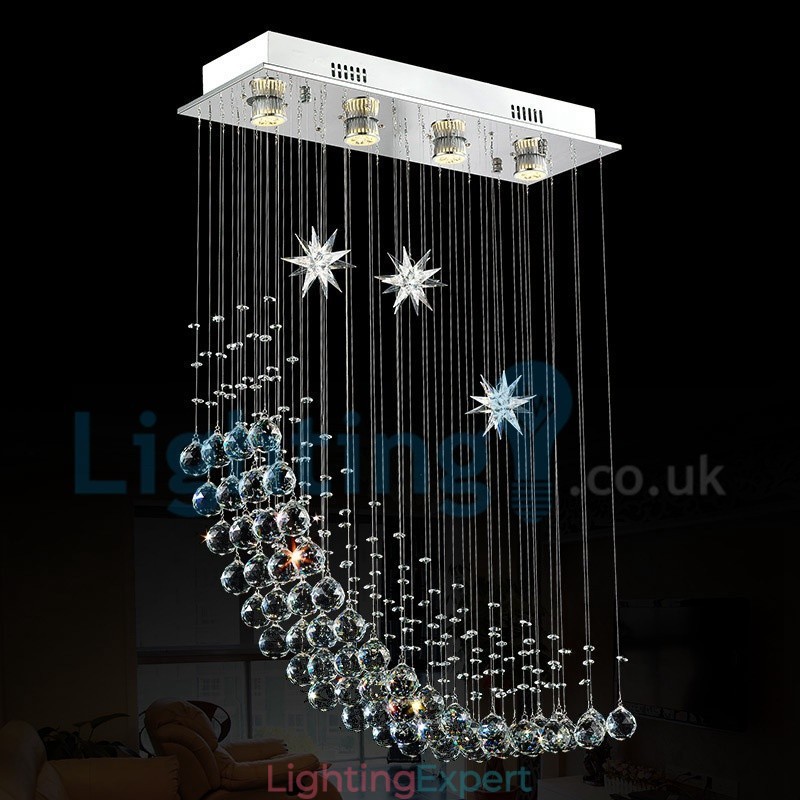 Modern Contemporary Chandelier Flush mount Pendant Fixture Crystal Rain Drop Light