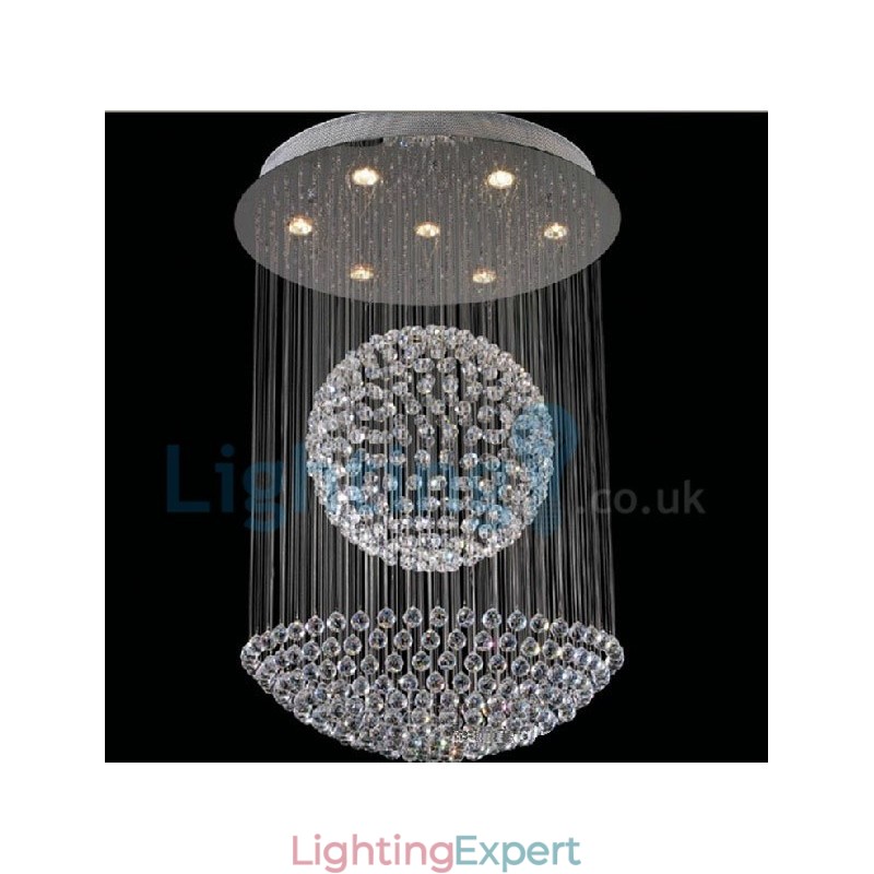 Modern Contemporary Chandelier Flush mount Pendant Fixture Crystal Rain Drop Light