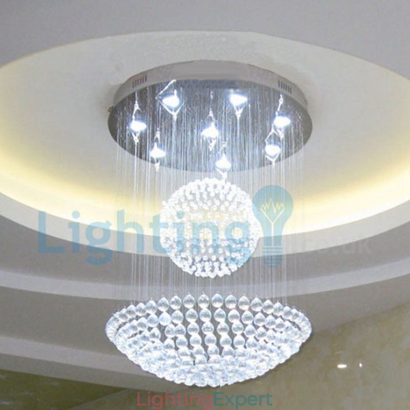 Modern Contemporary Chandelier Flush mount Pendant Fixture Crystal Rain Drop Light