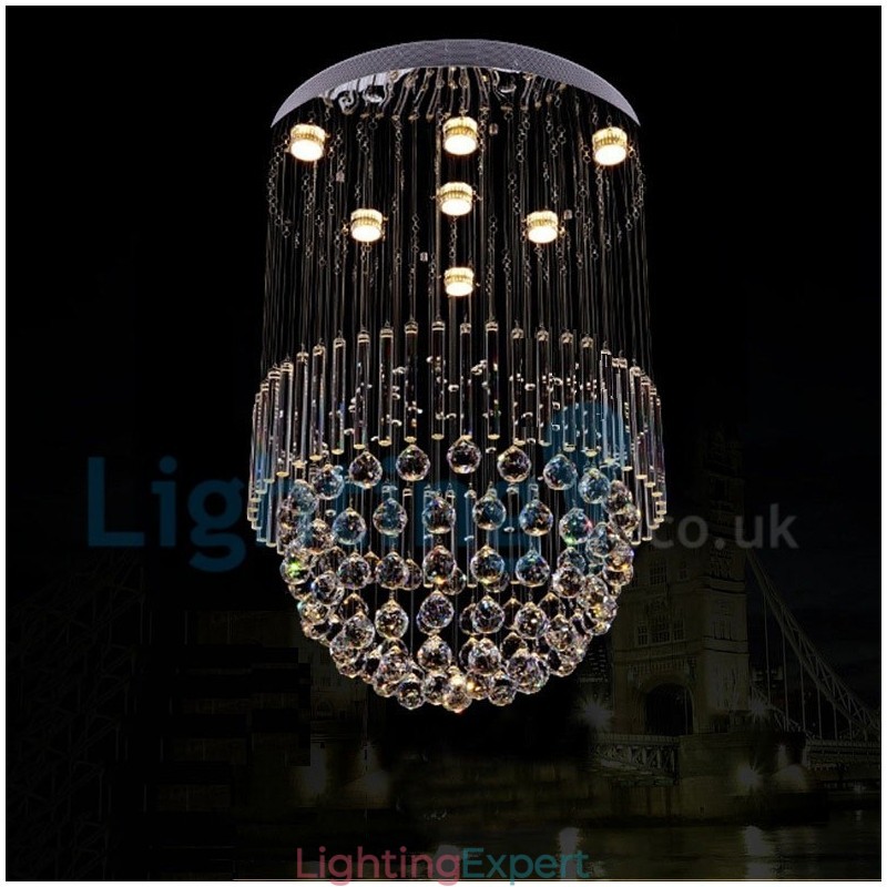 Modern Contemporary Chandelier Flush mount Pendant Fixture Crystal Rain Drop Light