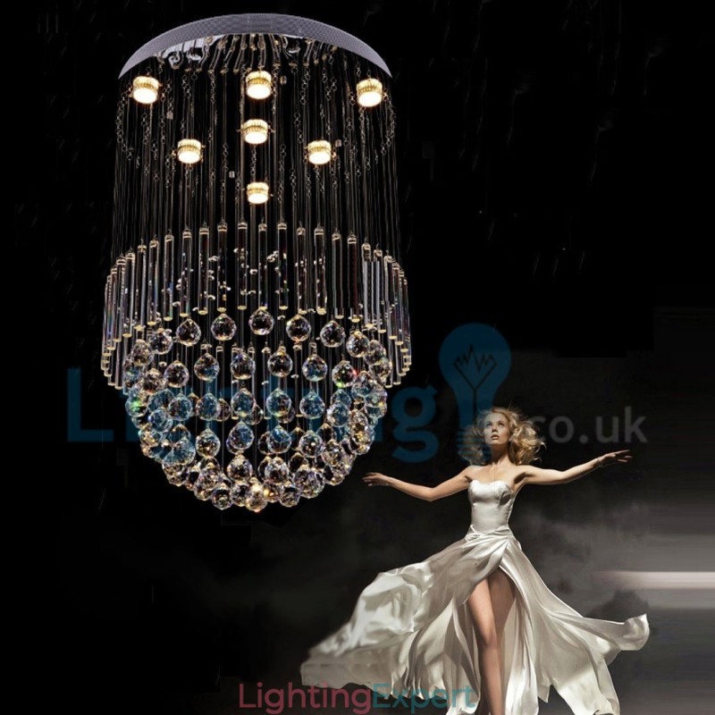 Modern Contemporary Chandelier Flush mount Pendant Fixture Crystal Rain Drop Light