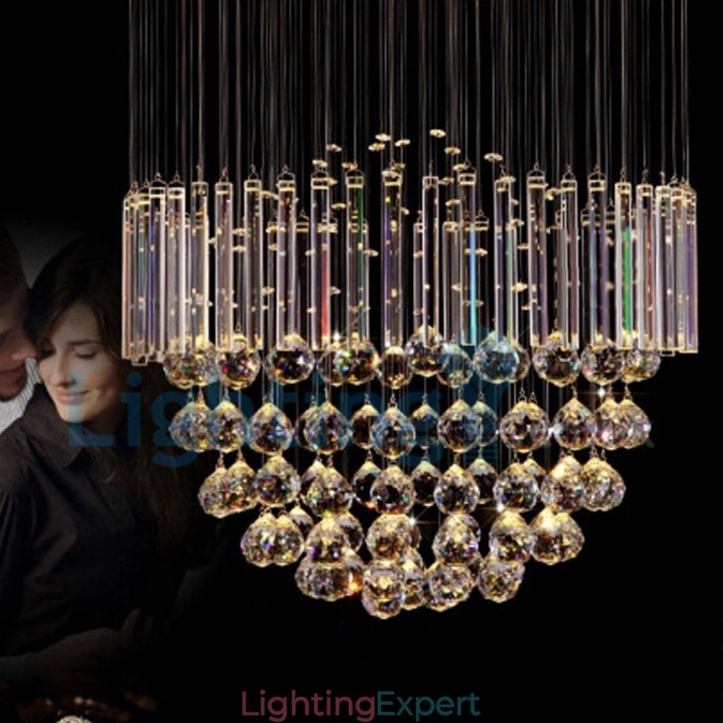 Modern Contemporary Chandelier Flush mount Pendant Fixture Crystal Rain Drop Light